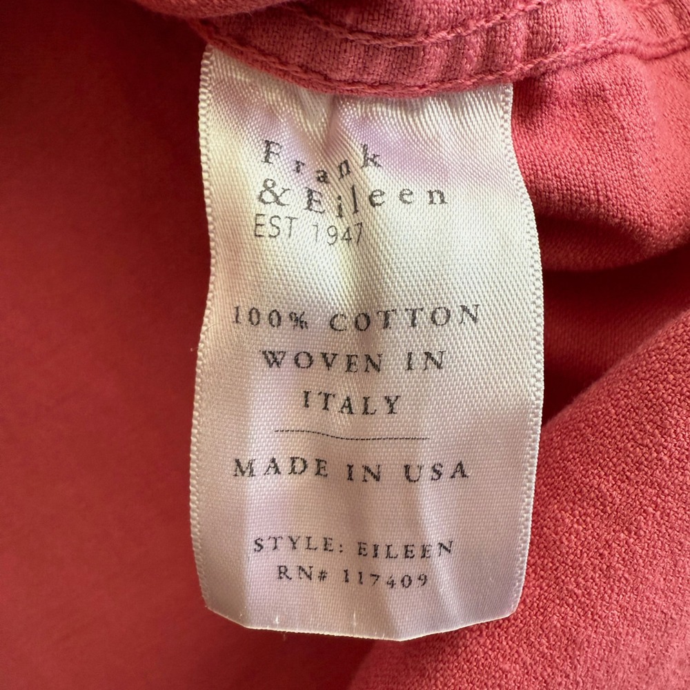 Frank & Eileen Eileen USA Made Distressed Bright Pink Cotton Button Down Shirt S - Picture 4 of 7